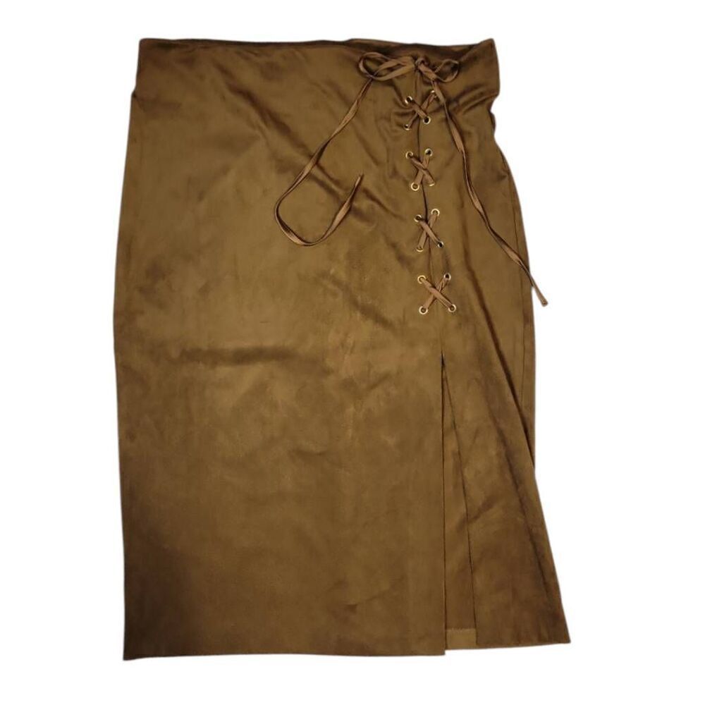 NWT New York & Company Women's Brown Faux Suede Pencil Skirt Size 8